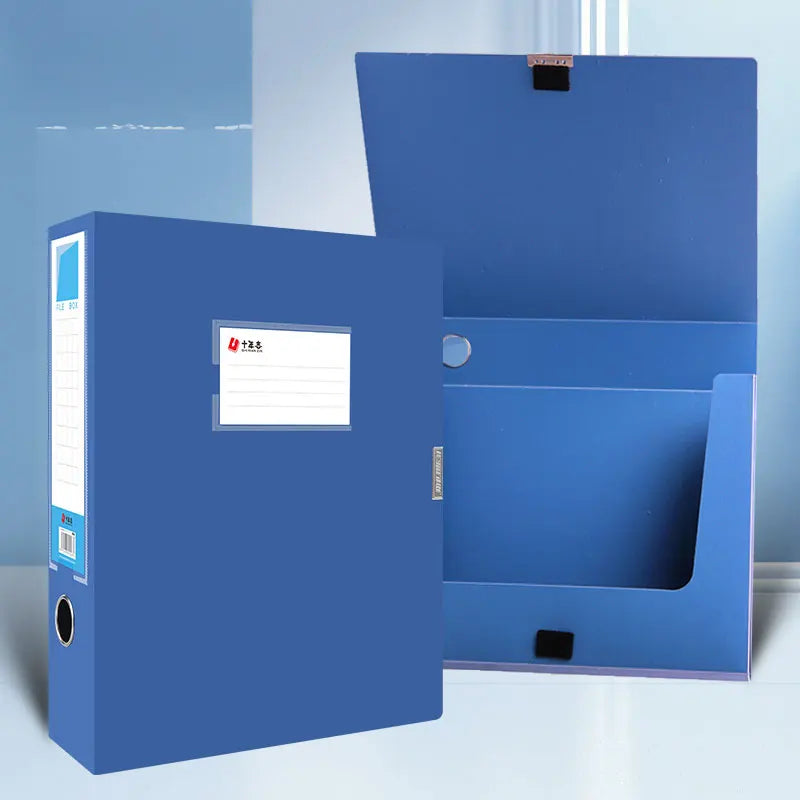 PP material, with a white label, internal compartments, a file box with a snap-lock design, 25/35/55/75mm