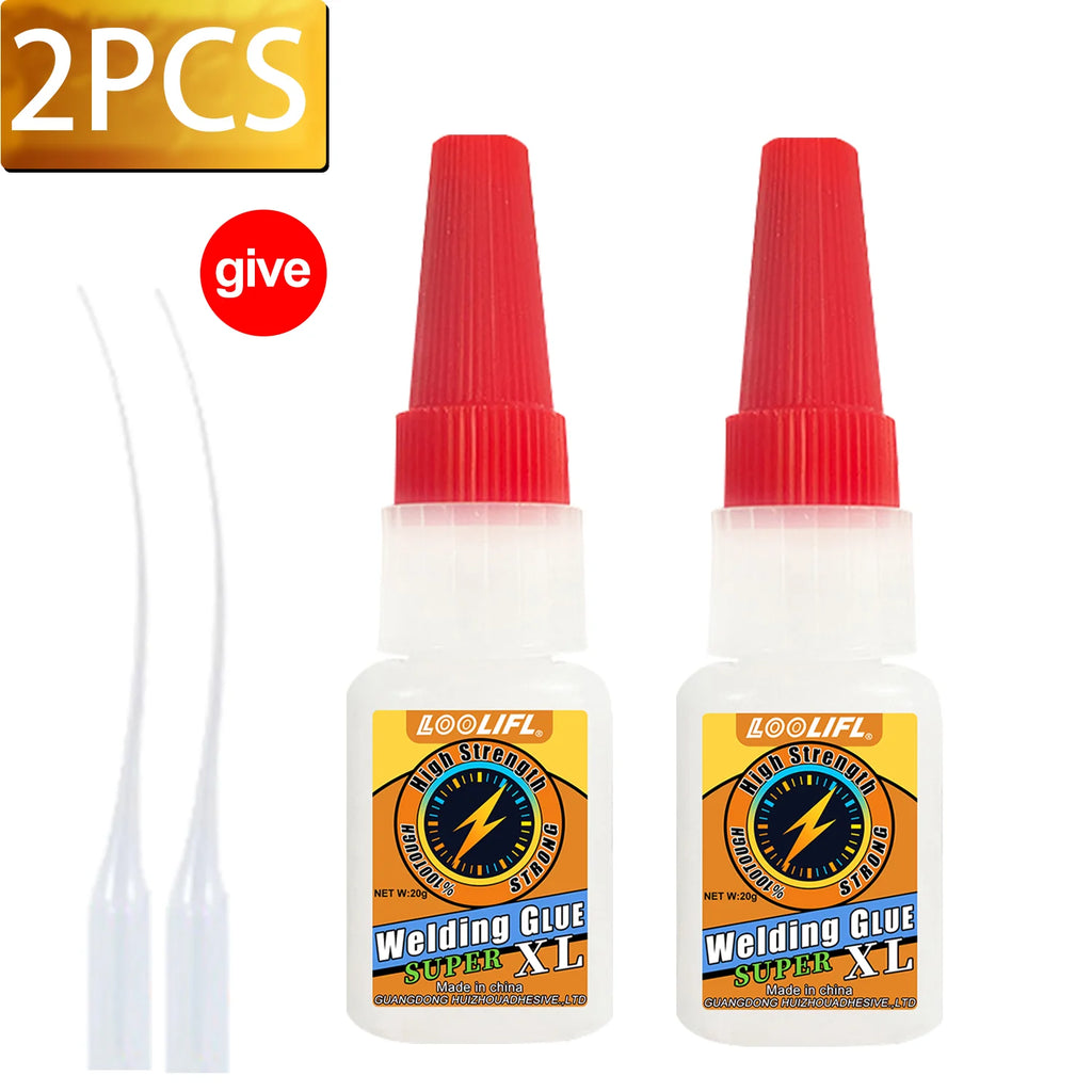LOOLIFL Multi Purpose Super Glue Strong Fast Drying Adhesive Cyanoacrylate for Metal Plastic Glass DIY Bonding Liquid Glue Tool