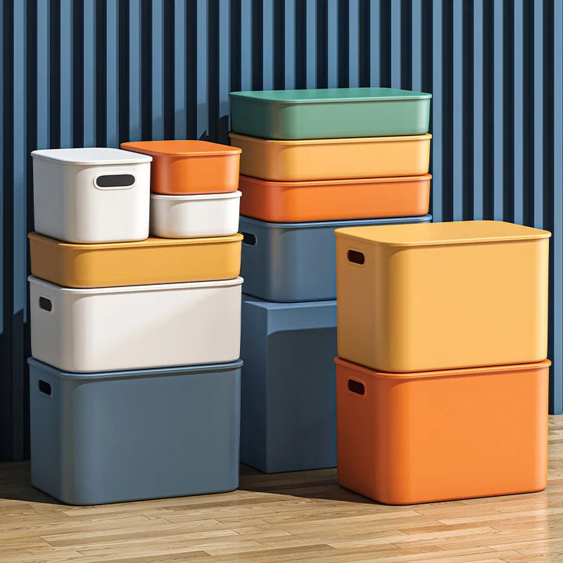 Colorful Plastic Organizers Storage Box With Lid For Toys Underwear Sock Jewelry Lipstick Container Stackable Baskets Bins