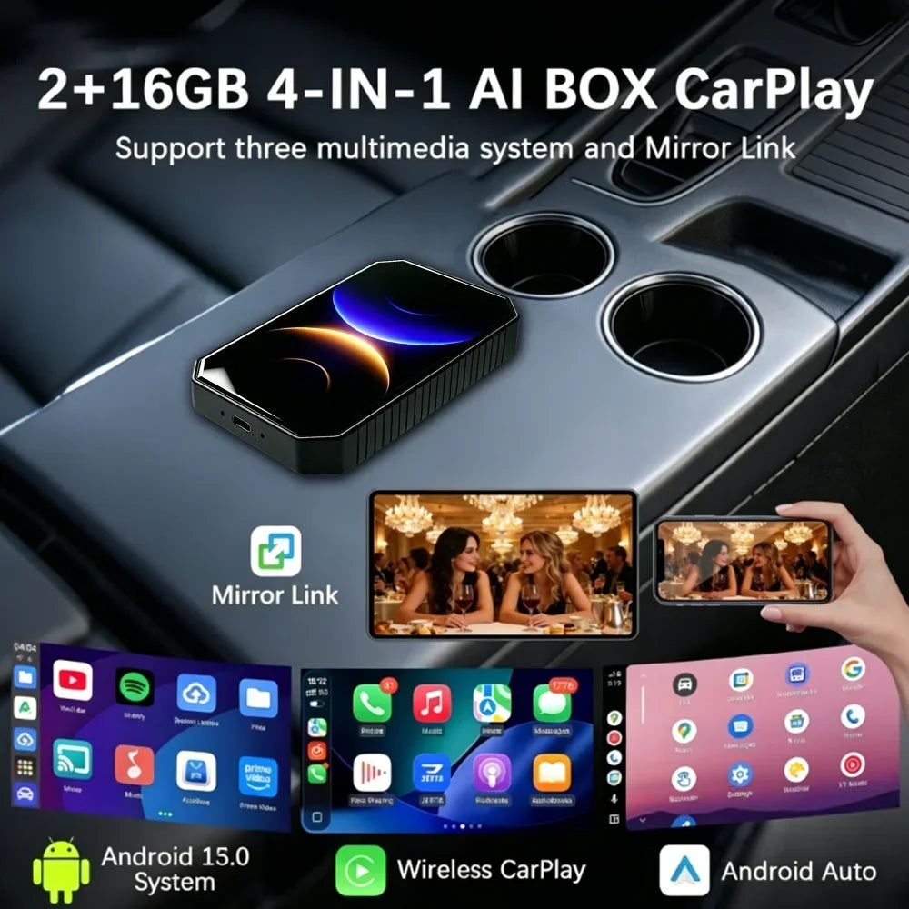 CarRocket I5 Smart Car AI Box Wireless CarPlay Adapter 2+16G Vehicle Video TV Multimedia Streaming Receiver for BMW VinFast