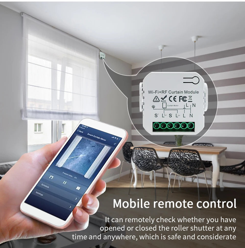 Tuya Smart Life WiFi Blind Electric Curtain Switch Relay with RF433 Mhz Remote Control Electric Roller Shutter Google Home Alexa