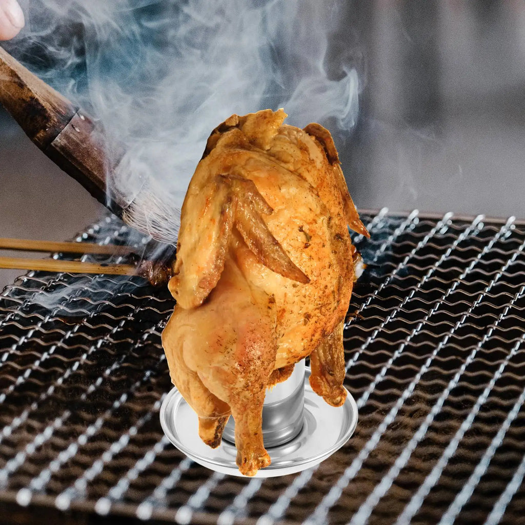 1PC Stainless Steel Beer Can Chicken Roaster Holder Rack Grill Drip Tray Vertical Turkey Stand Cooking Tool BBQ Shelf Roasting