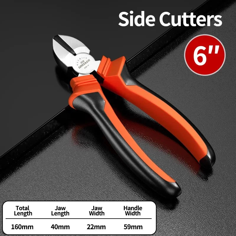 GREENERY 3pcs Pliers Set Combination Long Nose Diagonal Cutting Pliers Chrome Vanadium High Hardness for Home Electrician Tool