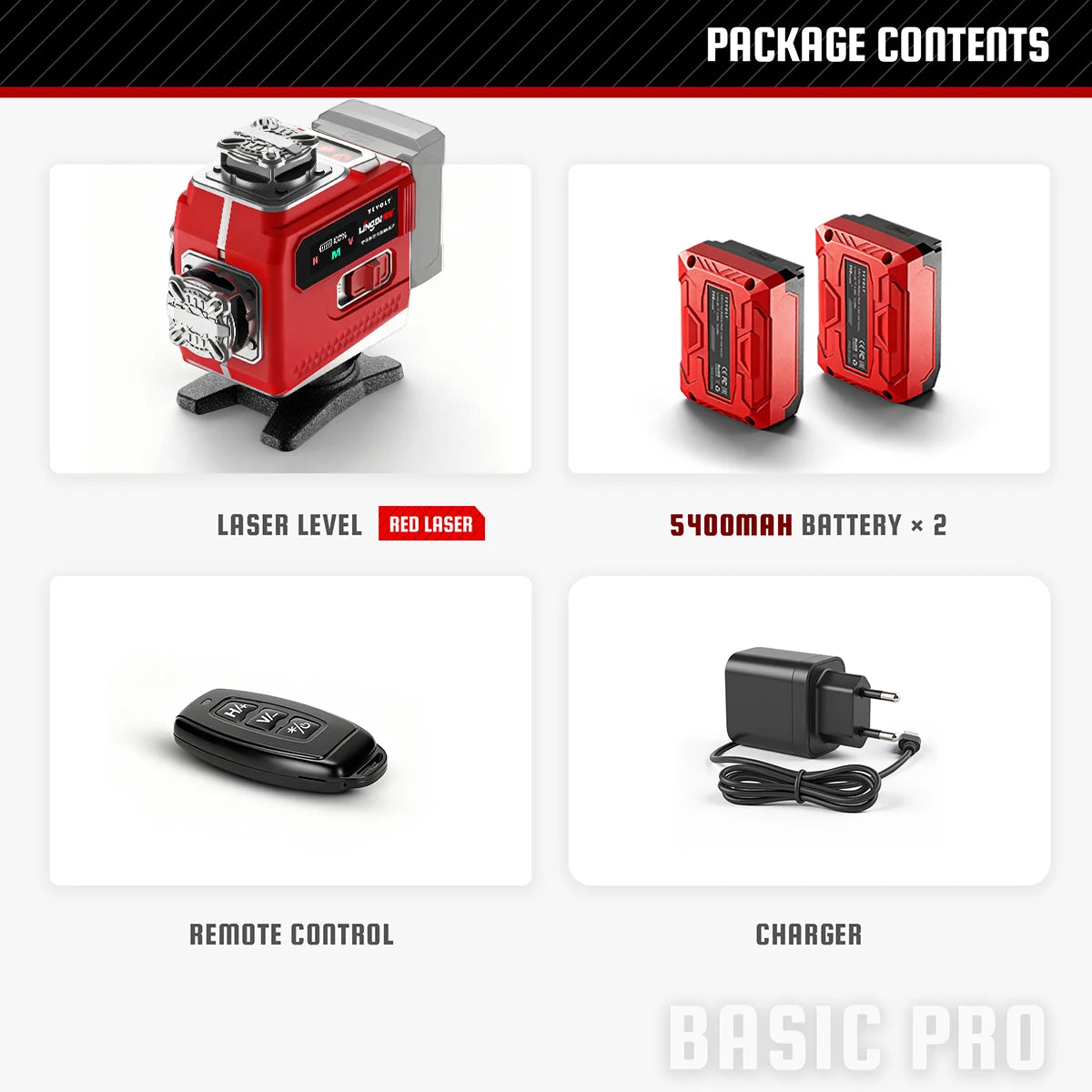 YEVOLT 16-Line Laser Level (Red/Green Beam Choices) 360° Rotatable Bottom & Laser Window Touch Panel Operation Power Display