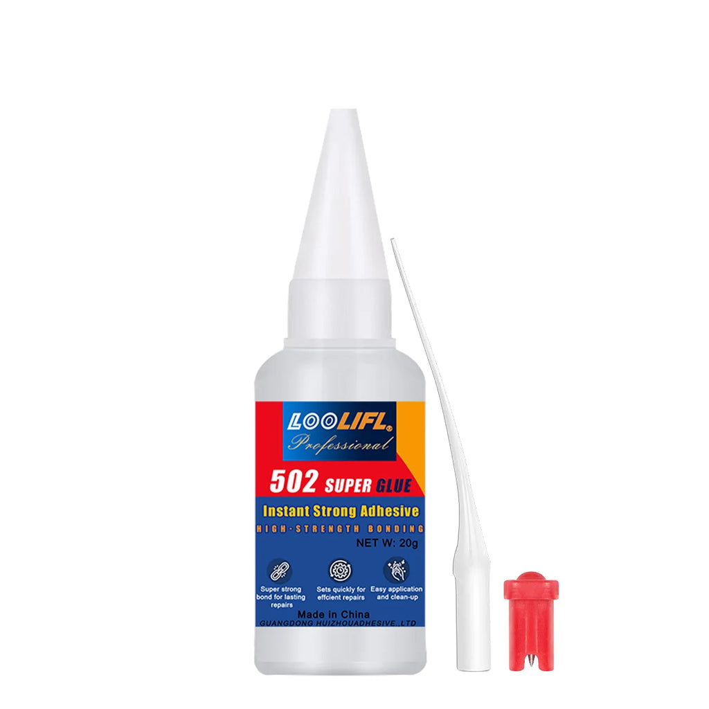 Loolifl,502, Super Glue, Instant Adhesive, Universal Glue, Suitable for Metal, Ceramics, Wood, Glass (Comes with Glue Remover)