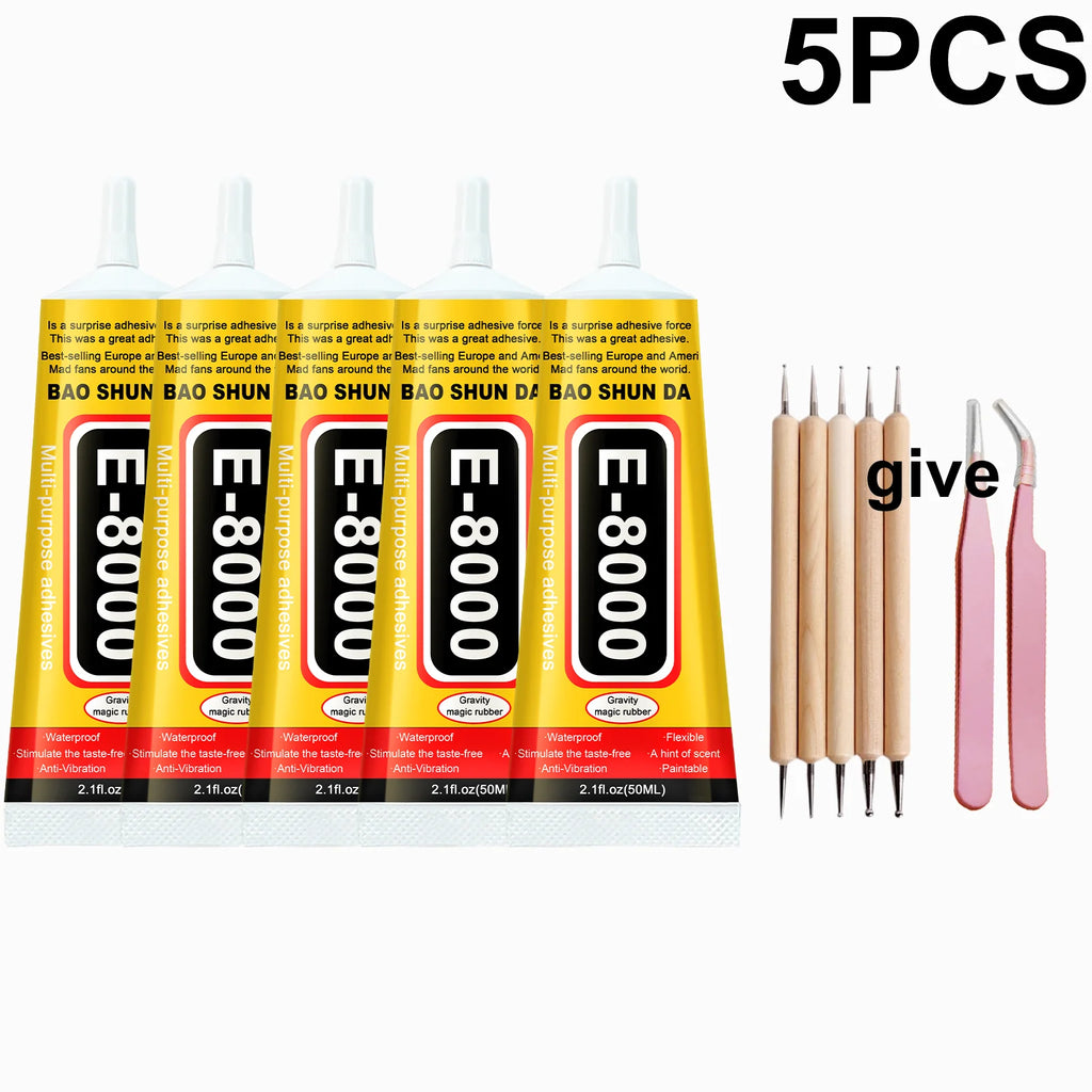 E8000 Glue 15ml 25ml 50ml 110ml Strong Multipurpose Adhesive DIY Jewelry Mobile Screen Repair Waterproof Transparent Metal Glass Plastic