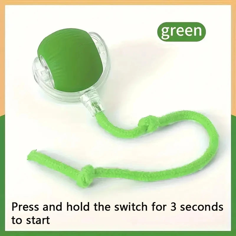 Rechargeable Smart Automatic Rolling Cat Ball Toy Faux Mouse Tail Interactive Electric Pet Toy Indoor Kitten Hunting Self Play