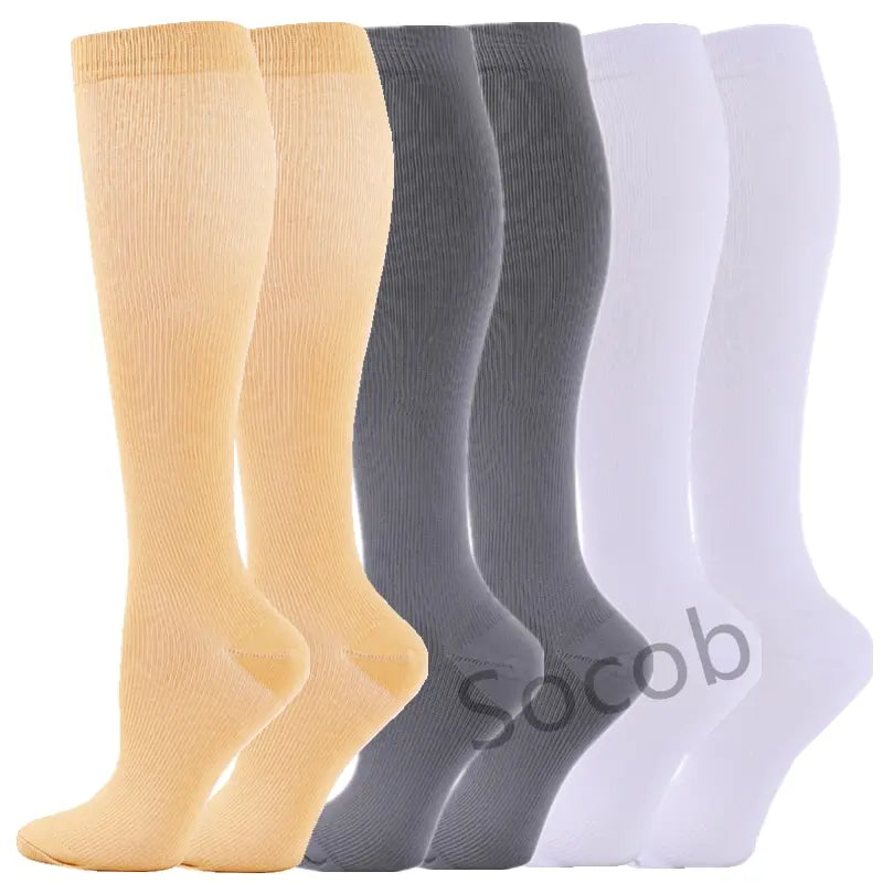 6/7 Pairs Compression Socks Varicose Diabetes Sock Running Cycling Hiking Touring Bicycle Marathon Outdoor Rugby Edema Long Tube