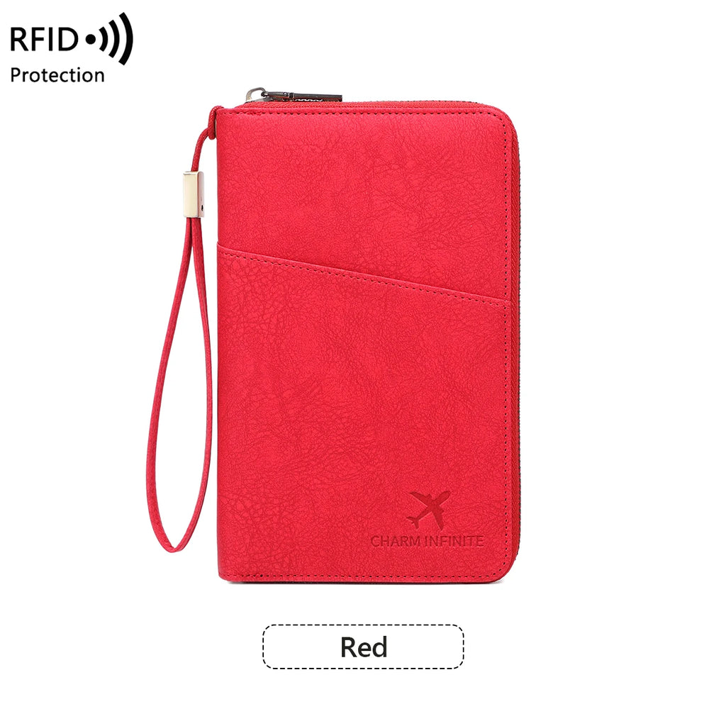 New Large Capacity RFID Anti-Magnetic Passport Holder with Zipper Multi-Function Travel Wallet for Documents And Tickets  Wallet