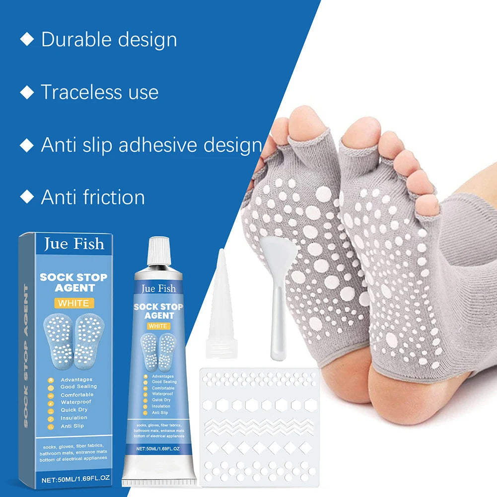 Fabric Paint with Scraper and Template Sock Stop Non Slip Adhesive Sock Stopper Liquid for Socks Pet Socks Floor Mats Blankets