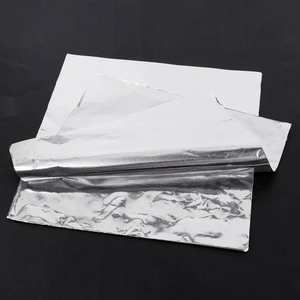 100PACK Food Grade Aluminum Foil Sheets Thick Silver Tin Foil Paper Flexible Fold Single-Use Air Fryer Foil BBQ Grilling