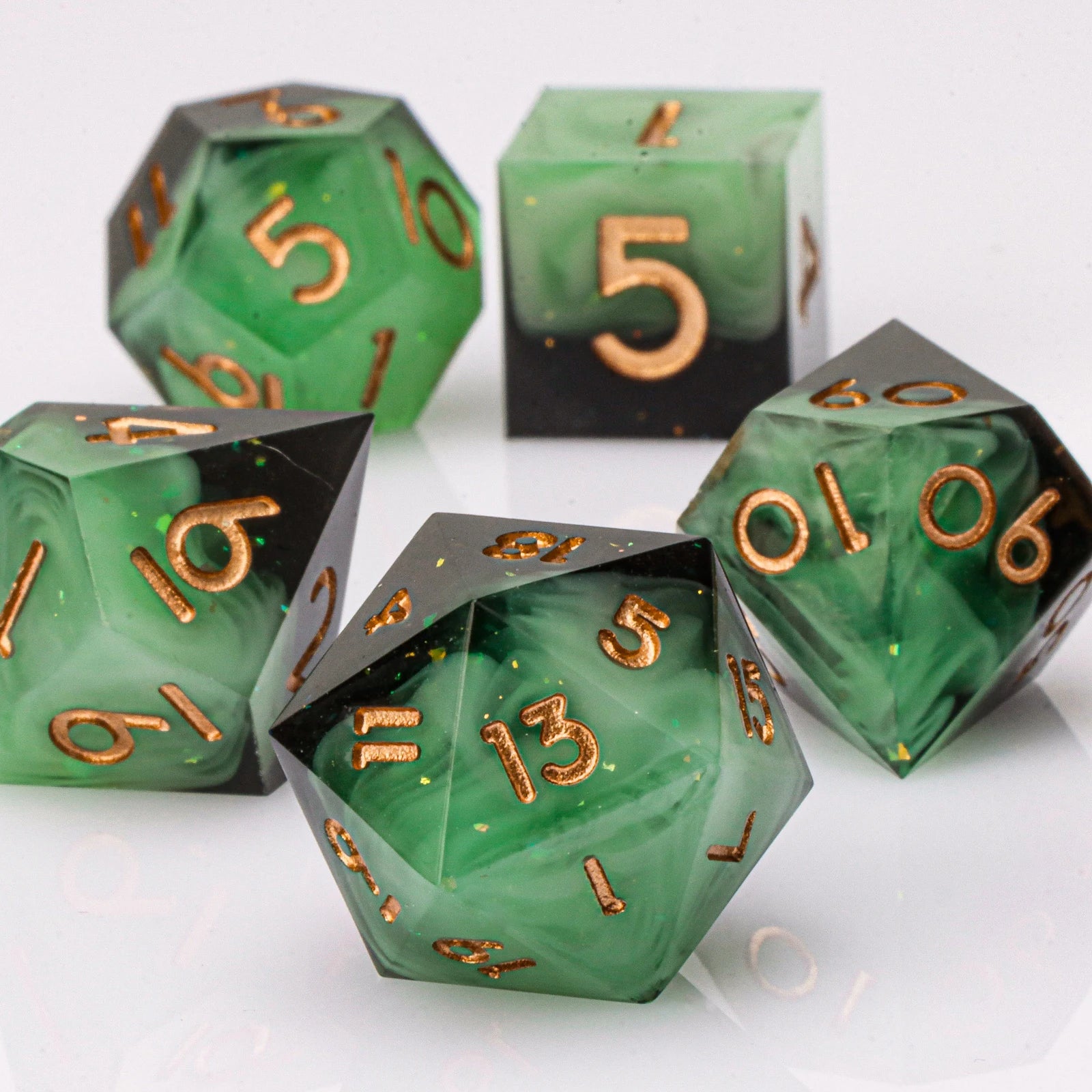 DnD Handmade Resin Dice, Polyhedral Dice Set for Dungeons and Dragons, D and D Dice, Sharp Edged Resin D&D Dice, D20 Dice
