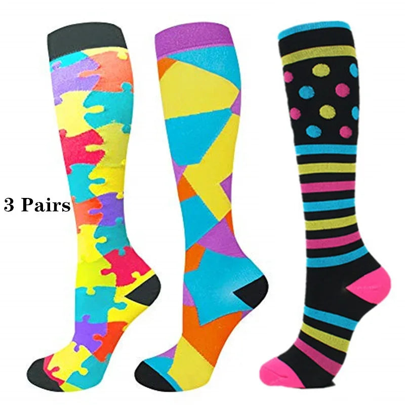 Unisex Compression Socks for Men and Women Medical Diabetes Varicose Veins Sports Socks for Running Cycling Travel Flight Yoga