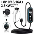 TAYSLA GBT TYPE 1 J1772 Charger 3.5KW 16A US Plug NEMA 5-15 Plugs Electric Car Charging Cable Portable EV Charger for BYD