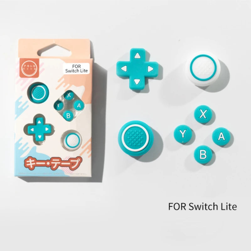 New Design Silicone Soft D-pad Cross Button ABXY Key Sticker Skin Case For Switch Lite NS lite Joy-con Thumb Stick Cap Cover