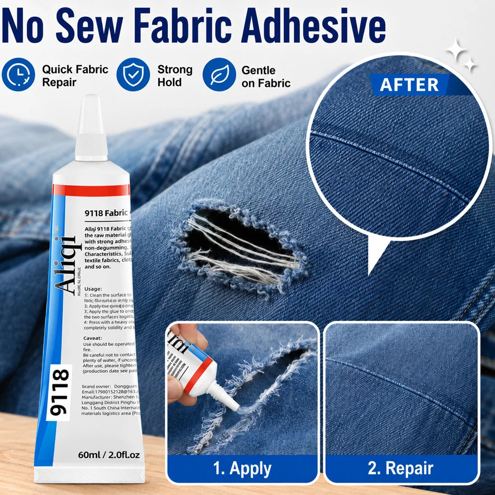 No Sew Fabric Adhesive for Clothing Repair, Quick Bond Fabric Glue for Denim Jeans Hem Patch DIY Crafts Washable Textiles Repair