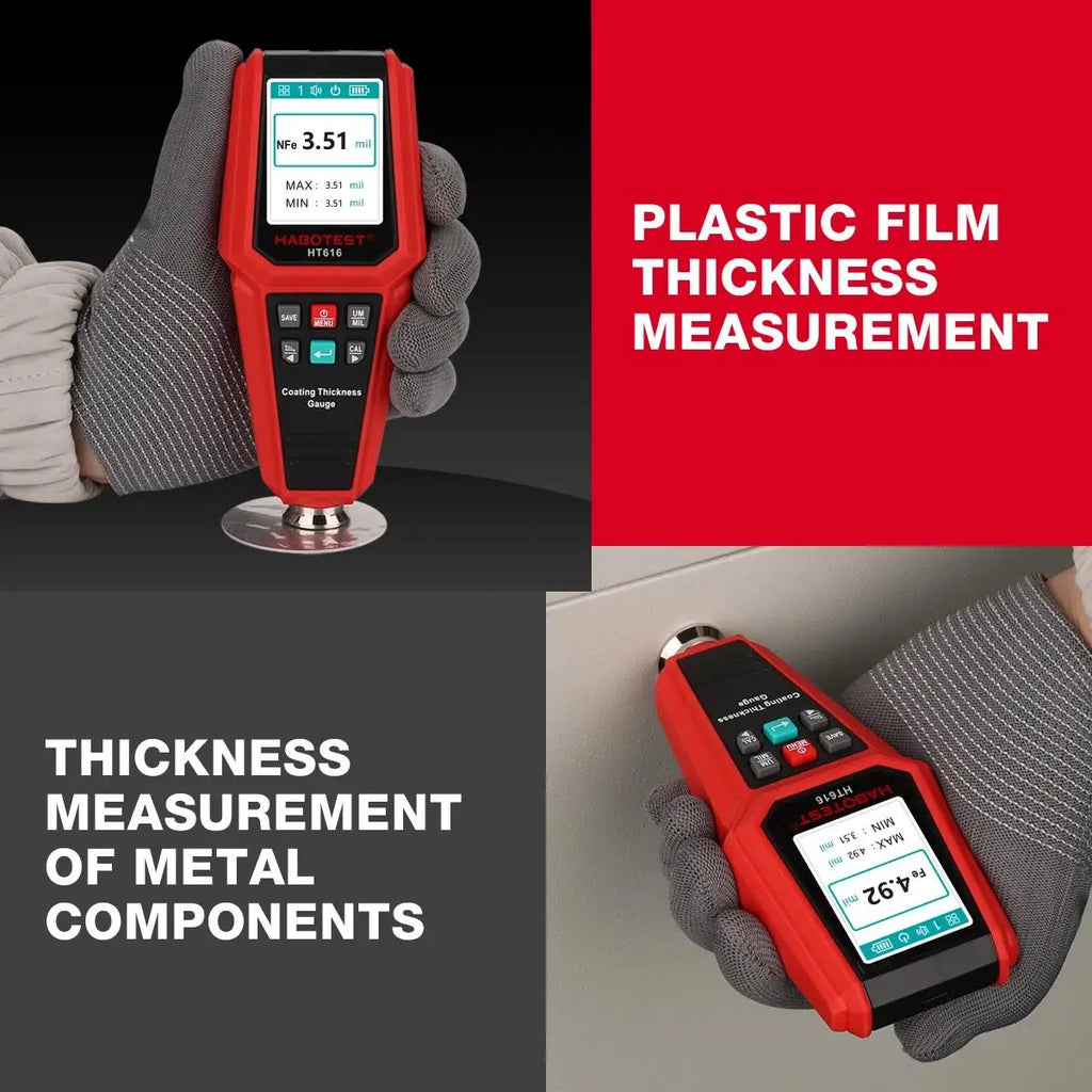 HABOTEST HT616 Car Coating Thickness Gauge 0-1500UM Car Film Paint Thickness Tester Measurement Save calibration data in groups