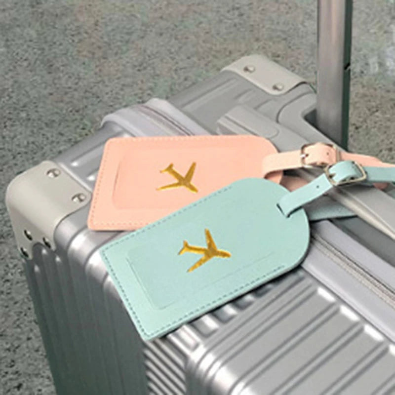 1pcs PU Leather Luggage Tag Name ID Labels Travel Suitcase Identifier Label Boarding Bag Tag Travel Accessories