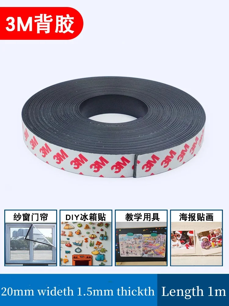 3M Magnetic Strong Adhesive Tape Thickth 1mm 1.5mm Teaching Aids Special Soft Magnetic Adhesive  for Crafts Office & Home