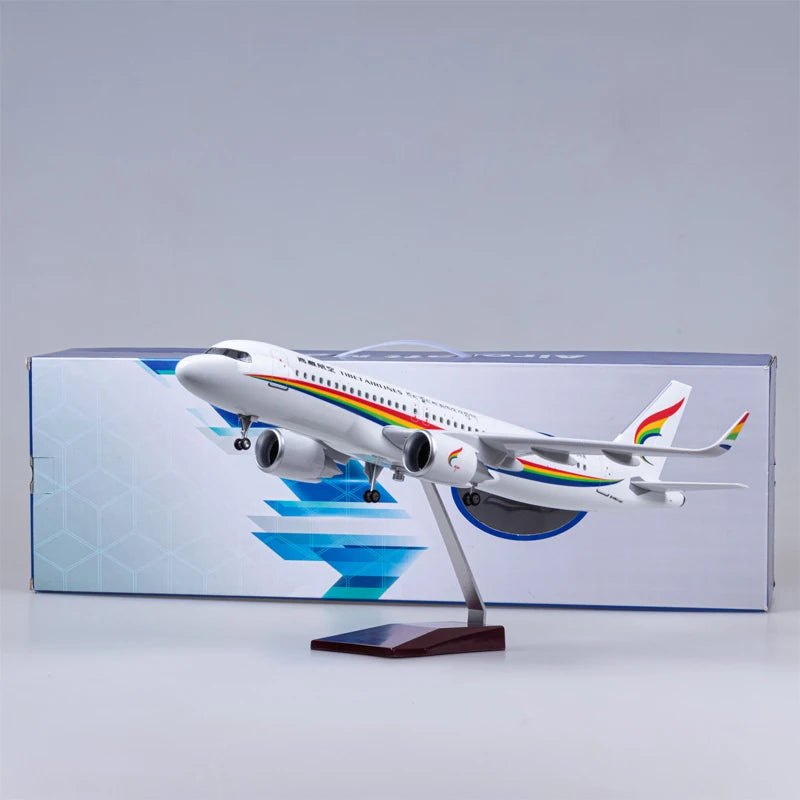 47CM Tibet Air Airline A320neo Aviation Aircraft Model W Plane Gift Collection Show Standable Airplane with Wheel Collection Fan