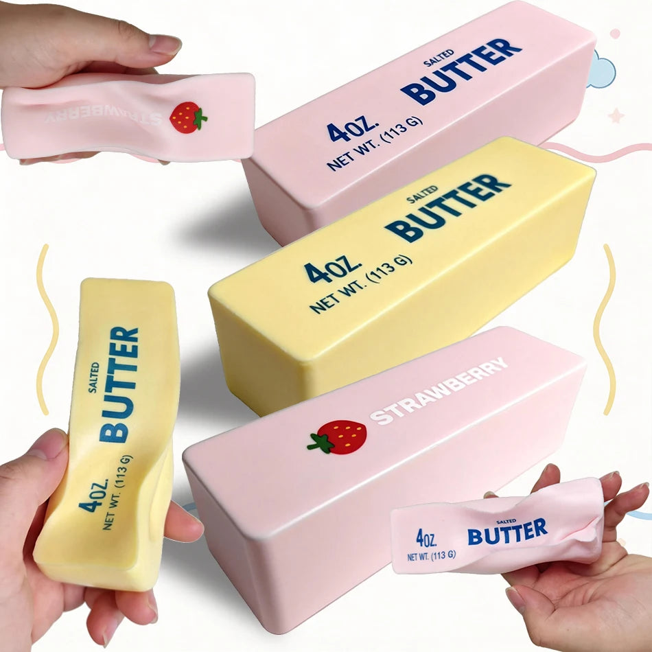 Butter Stick Squeeze Toy Pink strawberry pink  yellow stress relief toy Adults Fidget Toy Anti Stress Release Hand Relax Gift