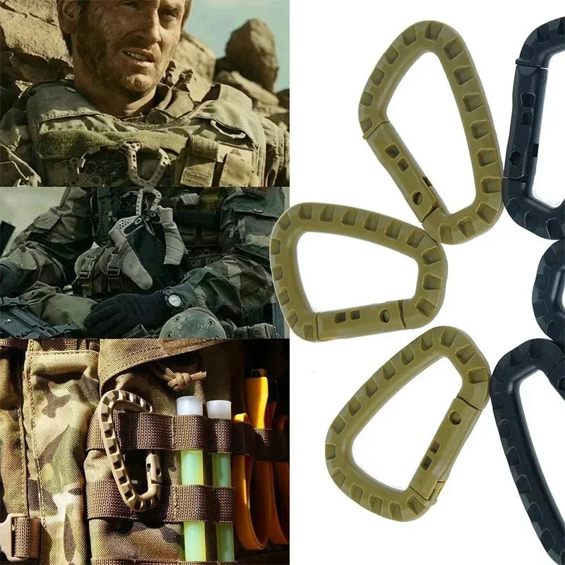 4/8/16pcs Tactical Plastic Carabiner Clip Keychain D-Shape Hard Spring Snap Gear Hook Outdoor Camping Hiking EDC Tools