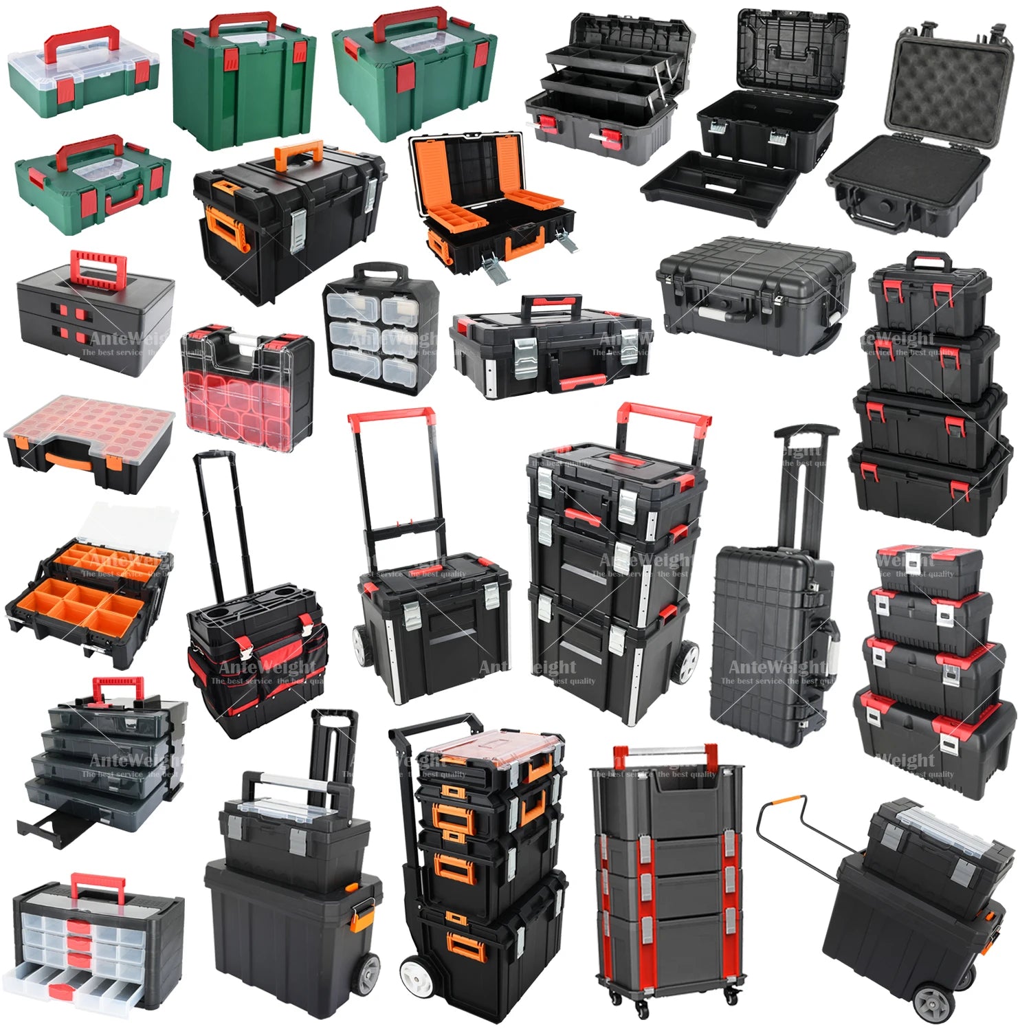 Vertak 3 in 1 Multifunctional Portable Trolley Case Three-Layer Plastic Toolbox Storage Box with Drawers