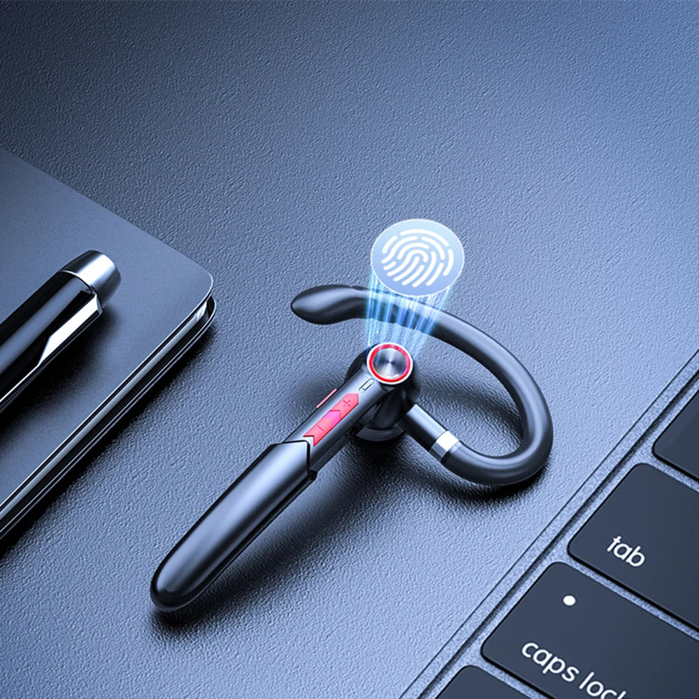 Wireless Headset Business Earphone Handsfree Bluetooth-Compatible 5.0 Headset Fingerprint Touch HIFI Earpiece With Mic HD Call