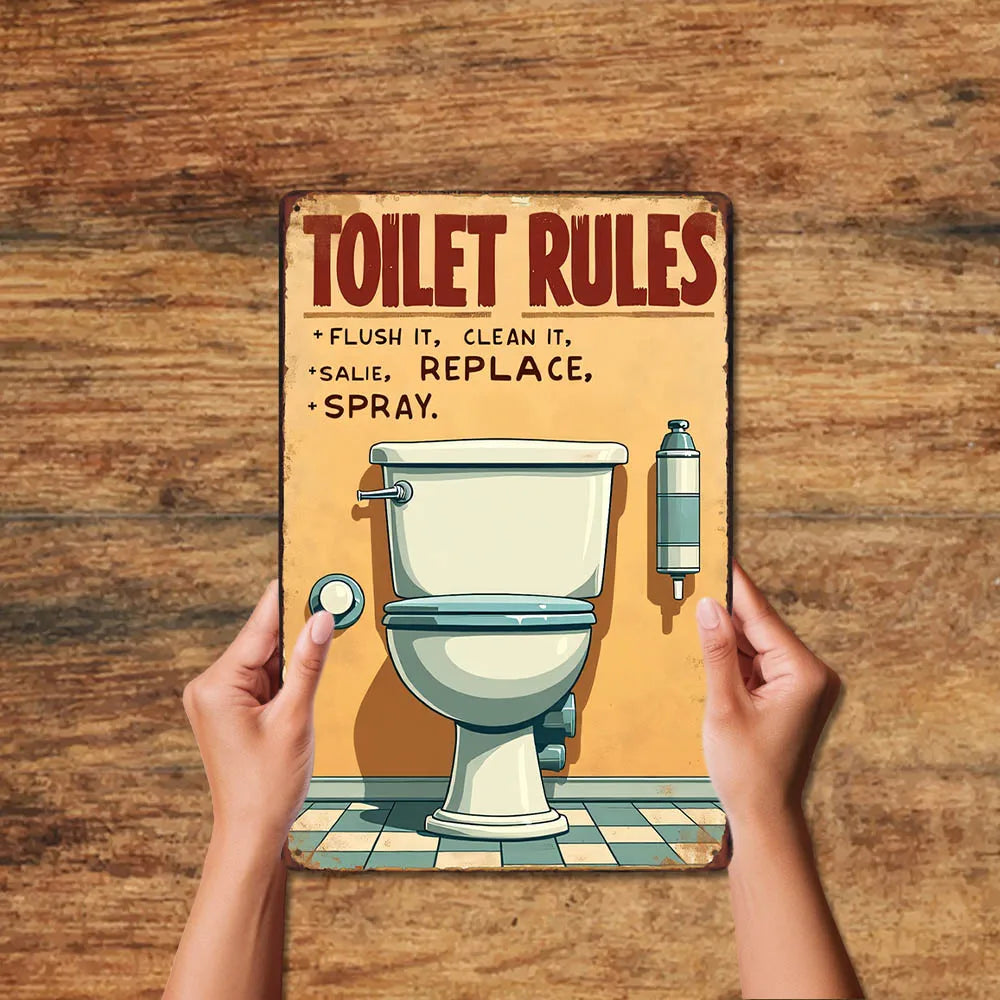 Retro Metal Tin Bathroom Signs Wall Decor for Home Restroom Vintage Toilet Humor Art Unique Gift Ideas