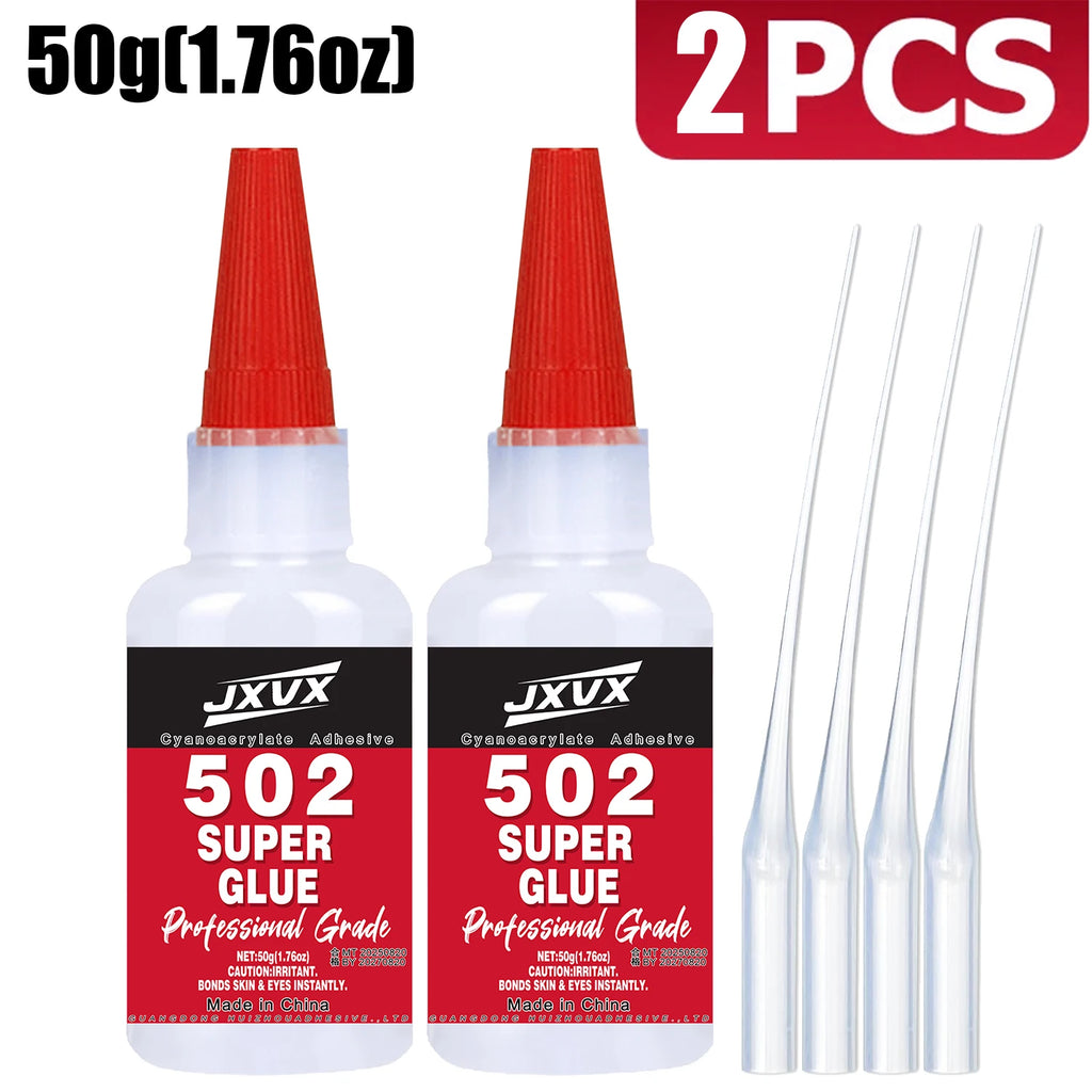 JXVX 50g 502 Super Metal Glue - Industrial Strength Metal Adhesive for Stainless Steel, Aluminum Alloy, Automotive and More - Quick Set in 15 Seconds,With Precision Distributor.