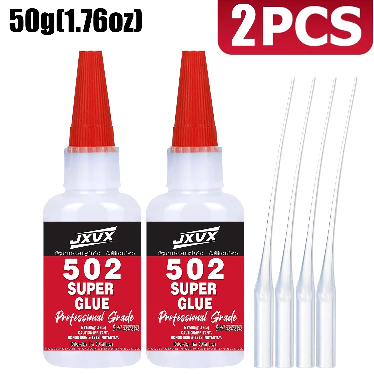 JXVX 50g 502 Super Metal Glue - Industrial Strength Metal Adhesive for Stainless Steel, Aluminum Alloy, Automotive and More - Quick Set in 15 Seconds,With Precision Distributor.