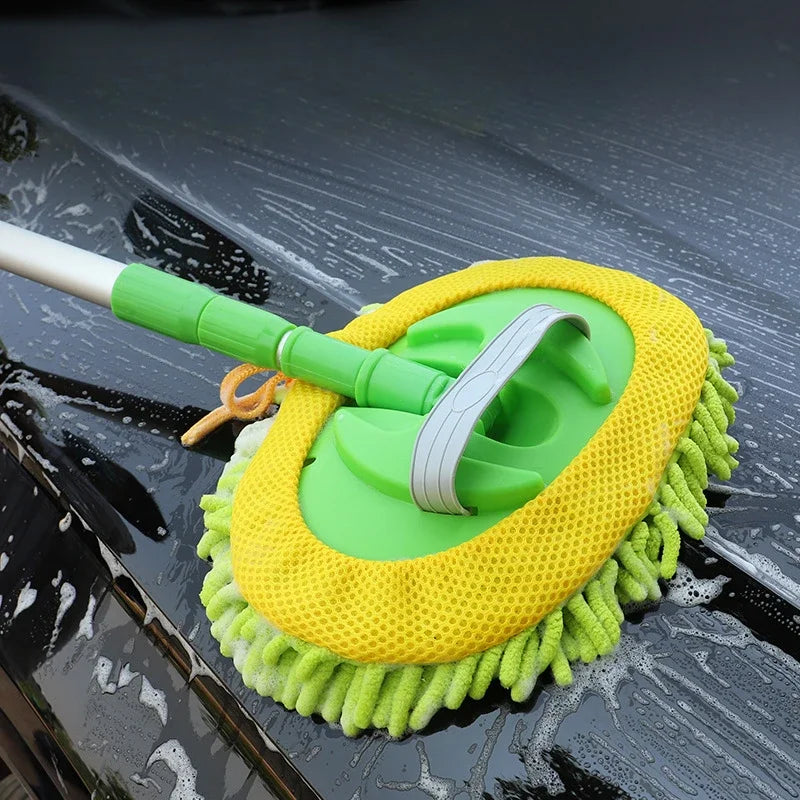 Microfiber Car Wash Brush Mop Mitt with 45" Aluminum Alloy Long Handle Car Cleaning Kit Brush Duster Scratch Free Cleaning Tool