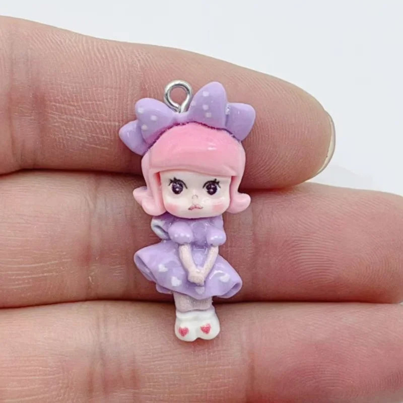 10pcs resin enamel cartoon character charm pendant suitable  DIY earrings and keychain accessories