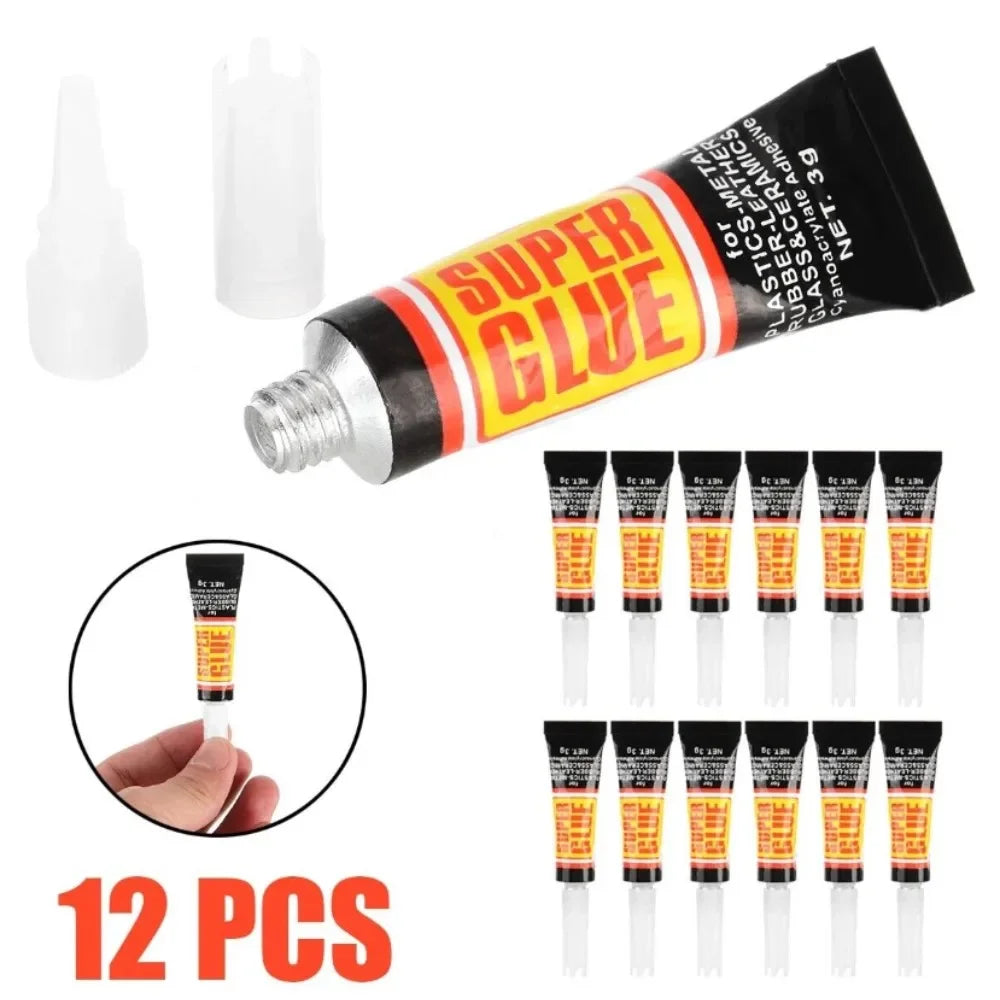 3/12 Epoxy Resin Pcs Super Glue Liquids Tube 502 Quick Repair Plastic Metal  Nail Shoe Superglue Strong Adhesive Uv Sealers