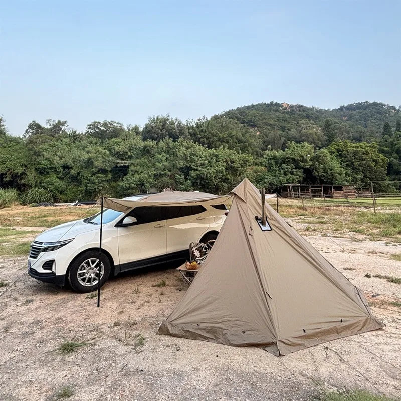 Pyramid Camping Tent Ultra-light Double Layer Hot Tent with Chimney Window Portable Single Solo / 2-3 Person Outdoor Jungle Tent