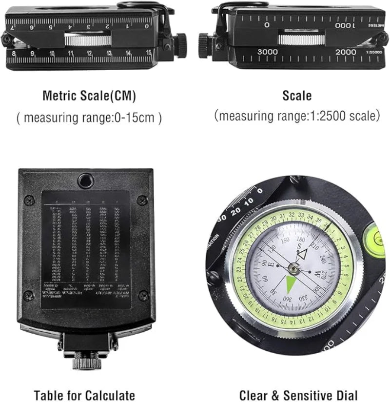 Multifunctional Military Sighting Navigation Compas with Inclinometer Impact Resistant Waterproof Compas Outdoors Hiking Camping