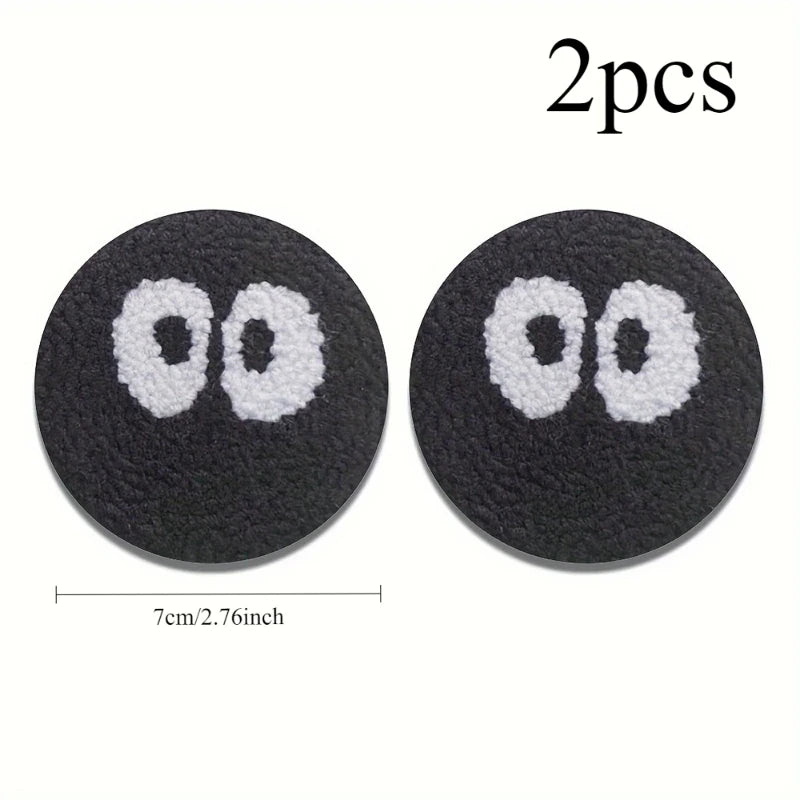 2pcs Car Big Eye Interior Coaster Wear-Resistant and Absorbent Leather Non-Slip Anti-Shock Anti-Water Leakage Proof