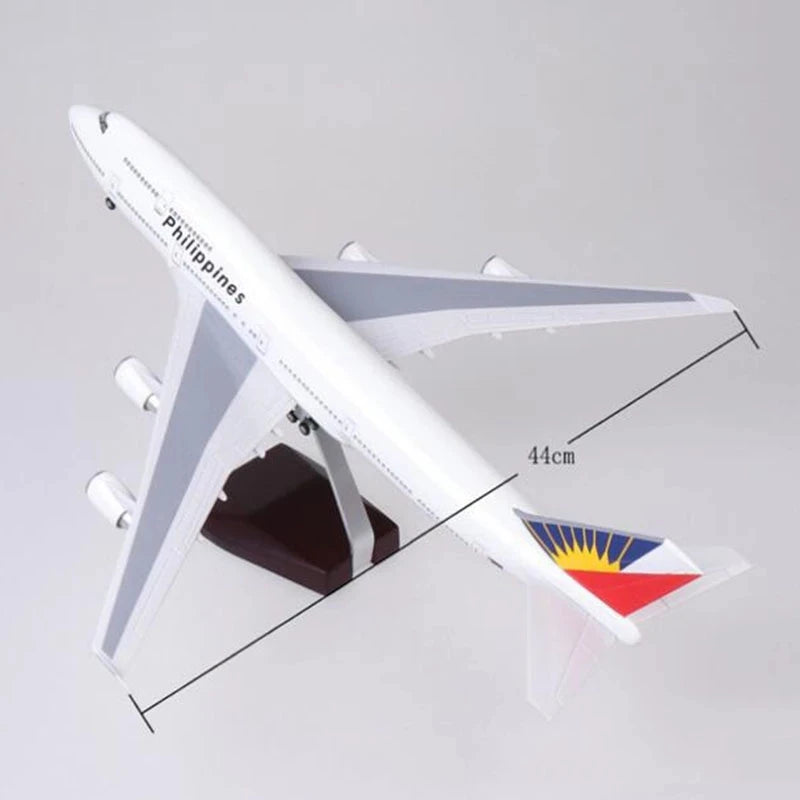 1:150 Scale 47cm Diecast Airplane Toy Philippine Airways B747 Plane Resin Model Kit With Lights & Base Aviation Collectible Gift