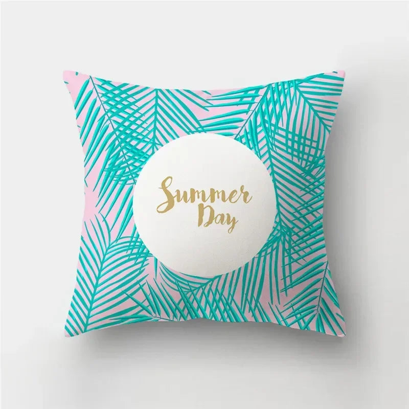Fresh Summer Leaves Double-sided Printed pillow cover Short plush Suitable living rooms bedrooms sofas throw cushion cover