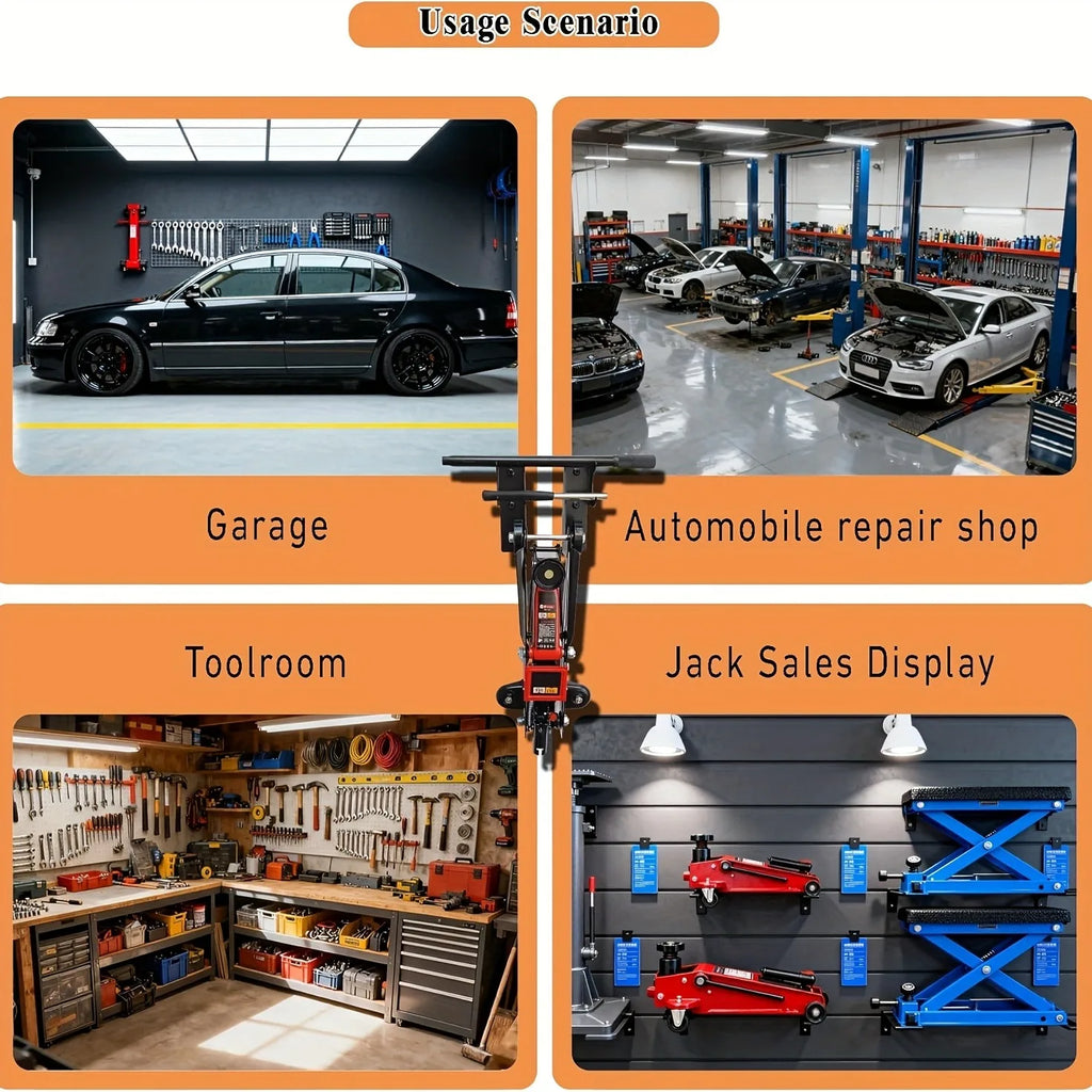 Handle Storage2pcs Max Version Oversized Heavy-Duty Metal Floor Jack Stand and Jack Stand Wall Mount Hook Rack 2pcs