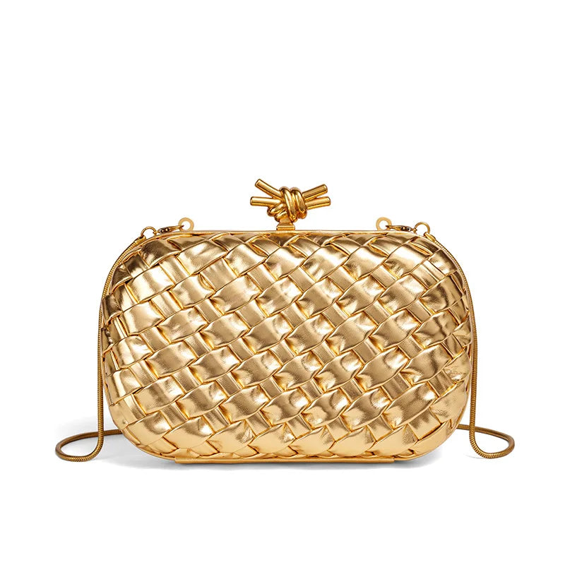 Handwoven Clutch Evening Bag for Women Structured Purse for Wedding Party Date Night Crossbody Bucket Hobo Shoulder Bag Handbag
