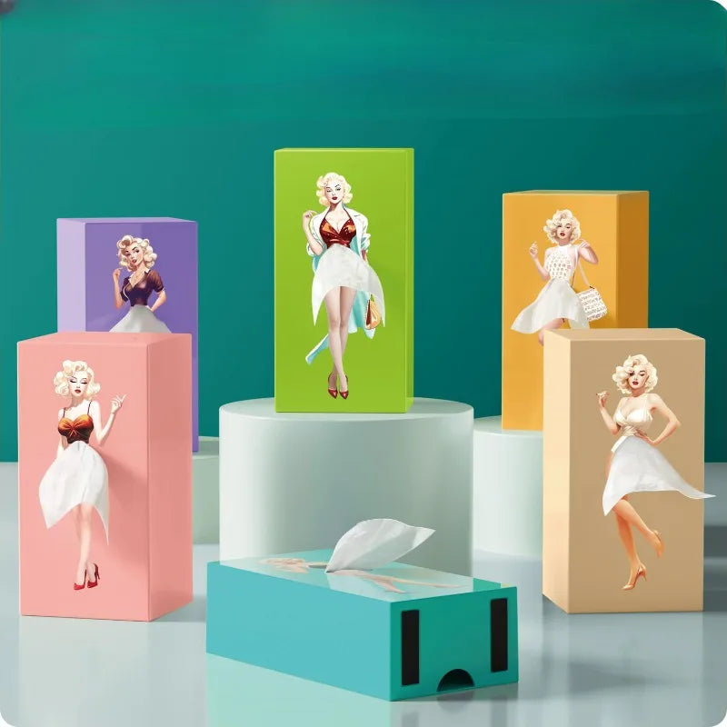 Luxurious Tabletop Decorative Piece - Anime Girl Tissue Dispenser with Elegant Fluffy Skirt Tissue Box  Car Tissue Holder
