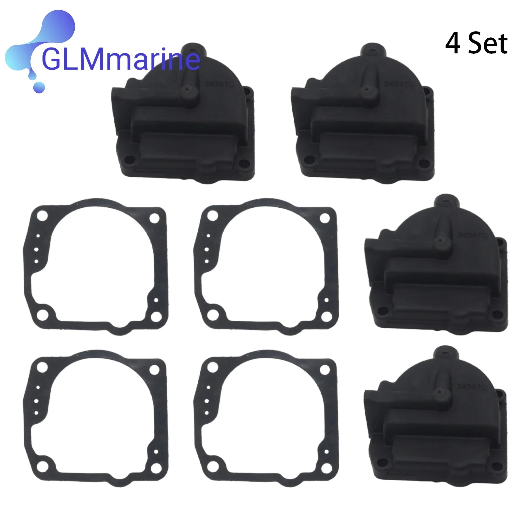 4 Set Carburetor Float Chamber Carbon Bowls with Gesket 0433000 for Evinrude Johnson 90 To 175 HP 60 Degree V4 V6 Motors 0335070