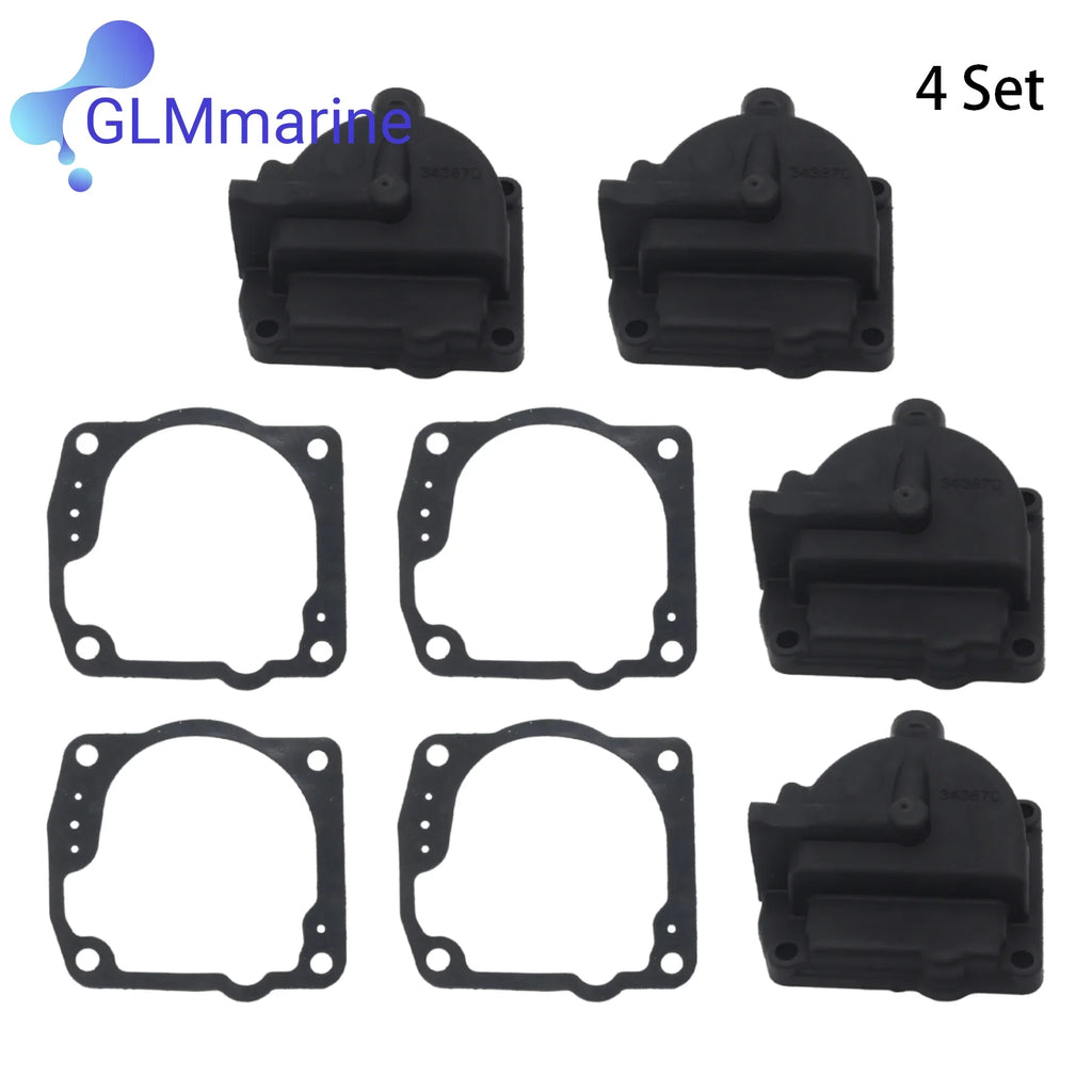 4 Set Carburetor Float Chamber Carbon Bowls with Gesket 0433000 for Evinrude Johnson 90 To 175 HP 60 Degree V4 V6 Motors 0335070
