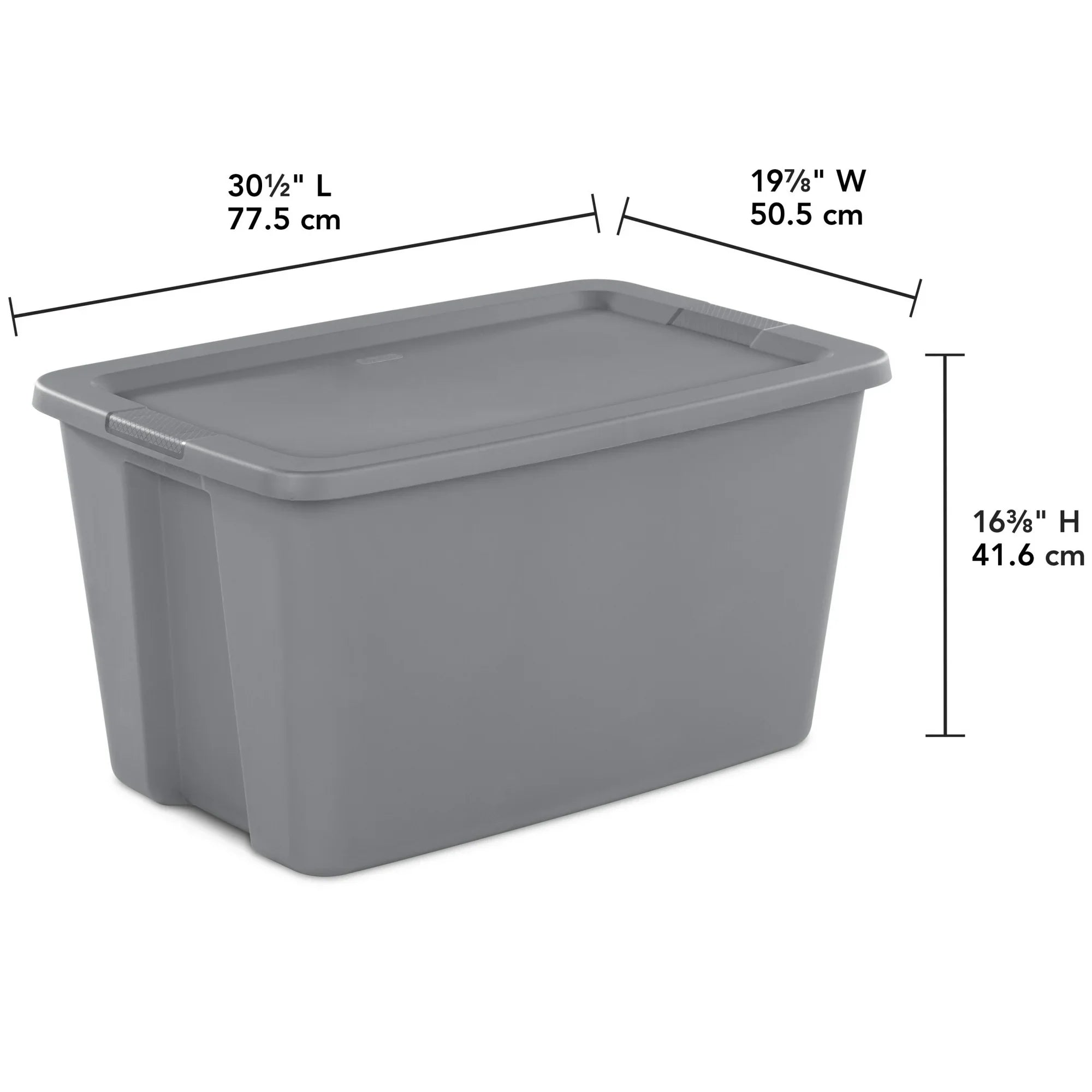 30-Gallon Extra-Large Storage Bin, Gray Durable Plastic Storage Container with Snap-On Lid, Heavy-Duty Organizer for Garage, Basement, Home, or Office, Stackable and Portable, Ideal for Toys, Tools, Seasonal Items, Clothes, o