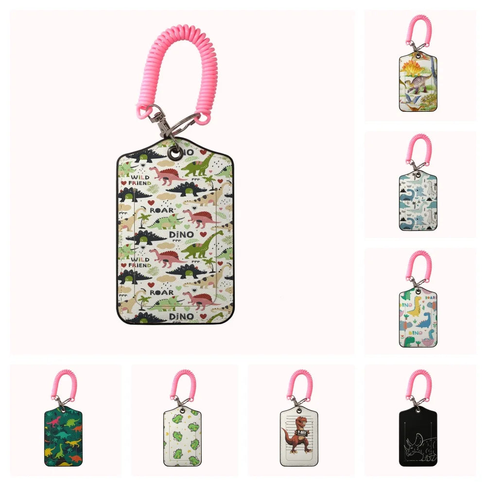 HOT AnimalsDinosaur Team Leather Business Luggage Tag Suitcase Address Label Luggage Boarding Case Label Name ID Address Clip