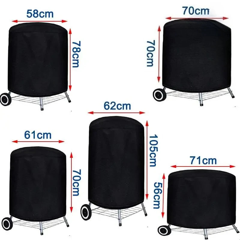 Waterproof Dome BBQ Cover for Weber Charcoal Kettle & Char-Broil Grill, Heavy Duty Outdoor Smoker Cover with Drawstring
