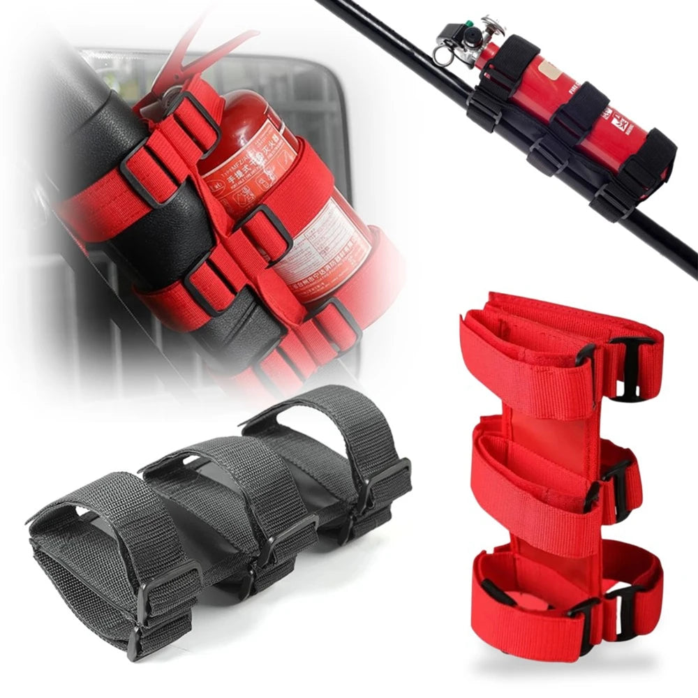 Black/Red Roll Bar Holder Adjustable Strap Mount for Jeep Wrangler JK JKU TJ CJ YJ LJ JL JLU
