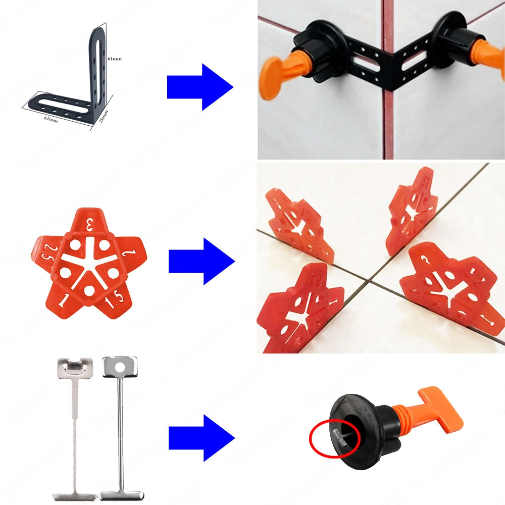 Ceramic Leveler Wall Floor Tile Leveling System Clips Spacers Porcelain Kit for Tile Laying Fixing Construction Tools Building