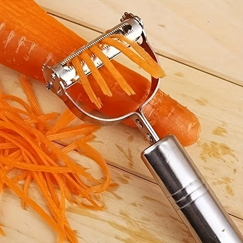 1 piece of stainless steel peeler and slicer, multi-functional potato peeler and fruit/vegetable slicer, manual food processor, heavy-duty durable kitchen tool, essential gadget for Thanksgiving and Christmas